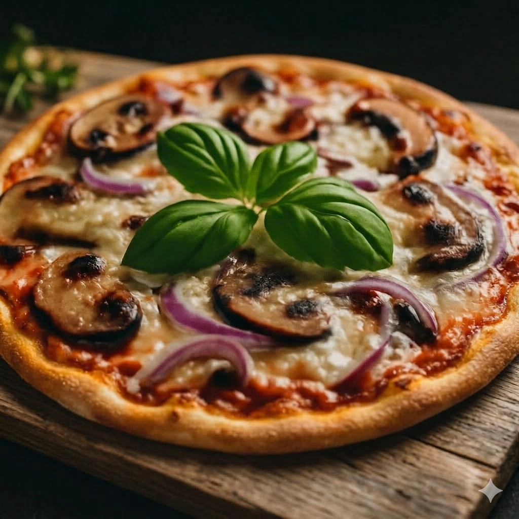 Funghi e Cipolla Pizza with mushrooms and onions