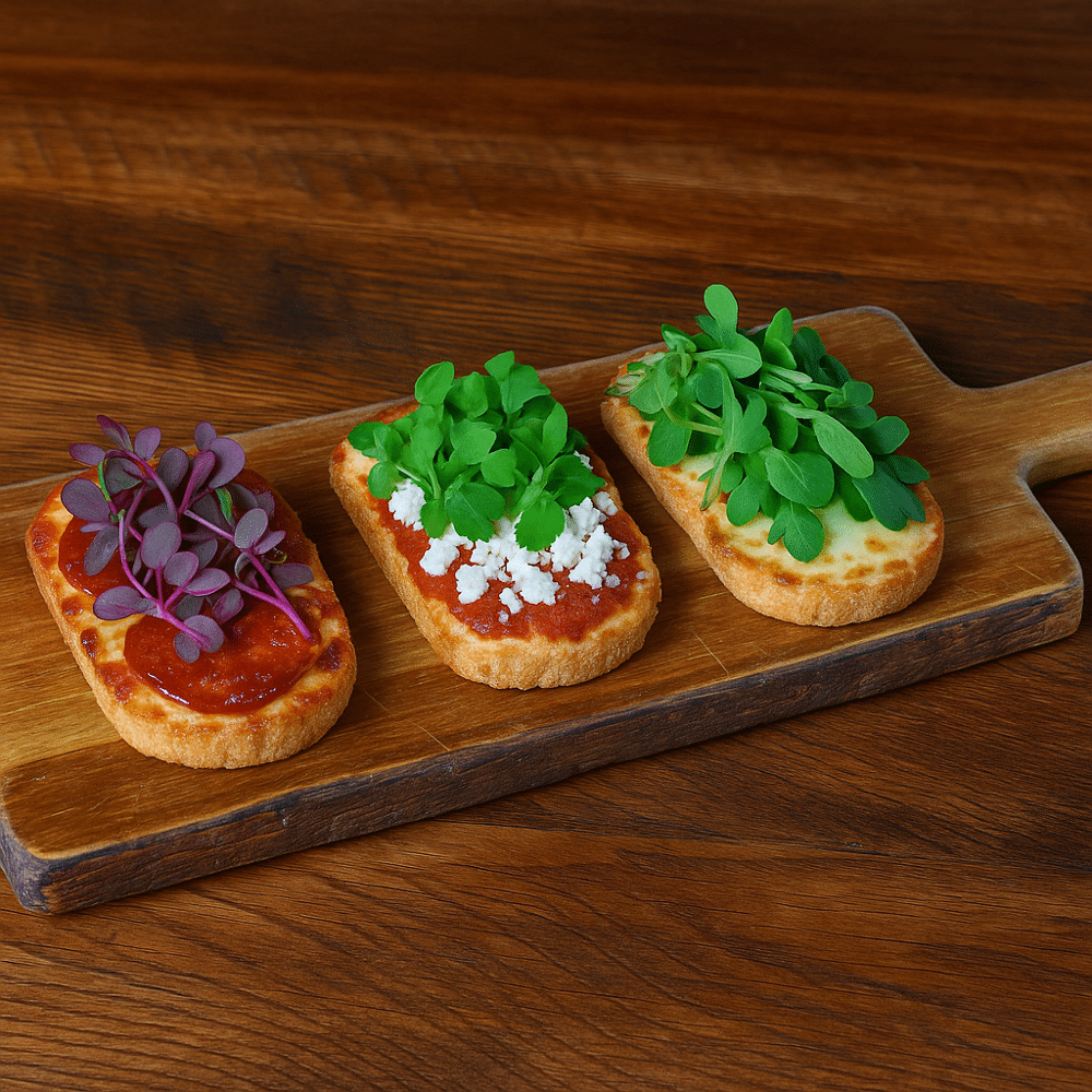 Microgreens on bruschetta