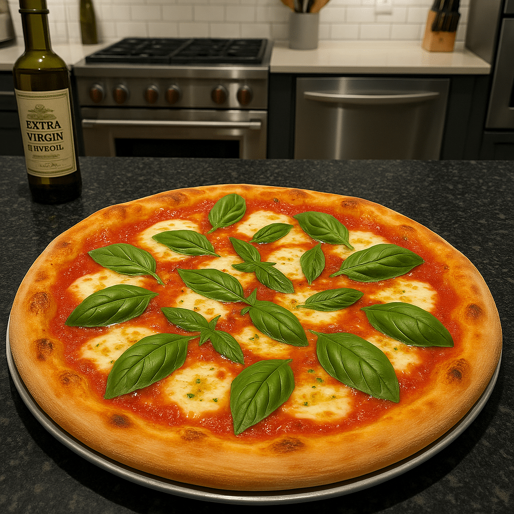 A rustic spread featuring pizza, cheese cubes, pomegranate, and olives on a wooden board.