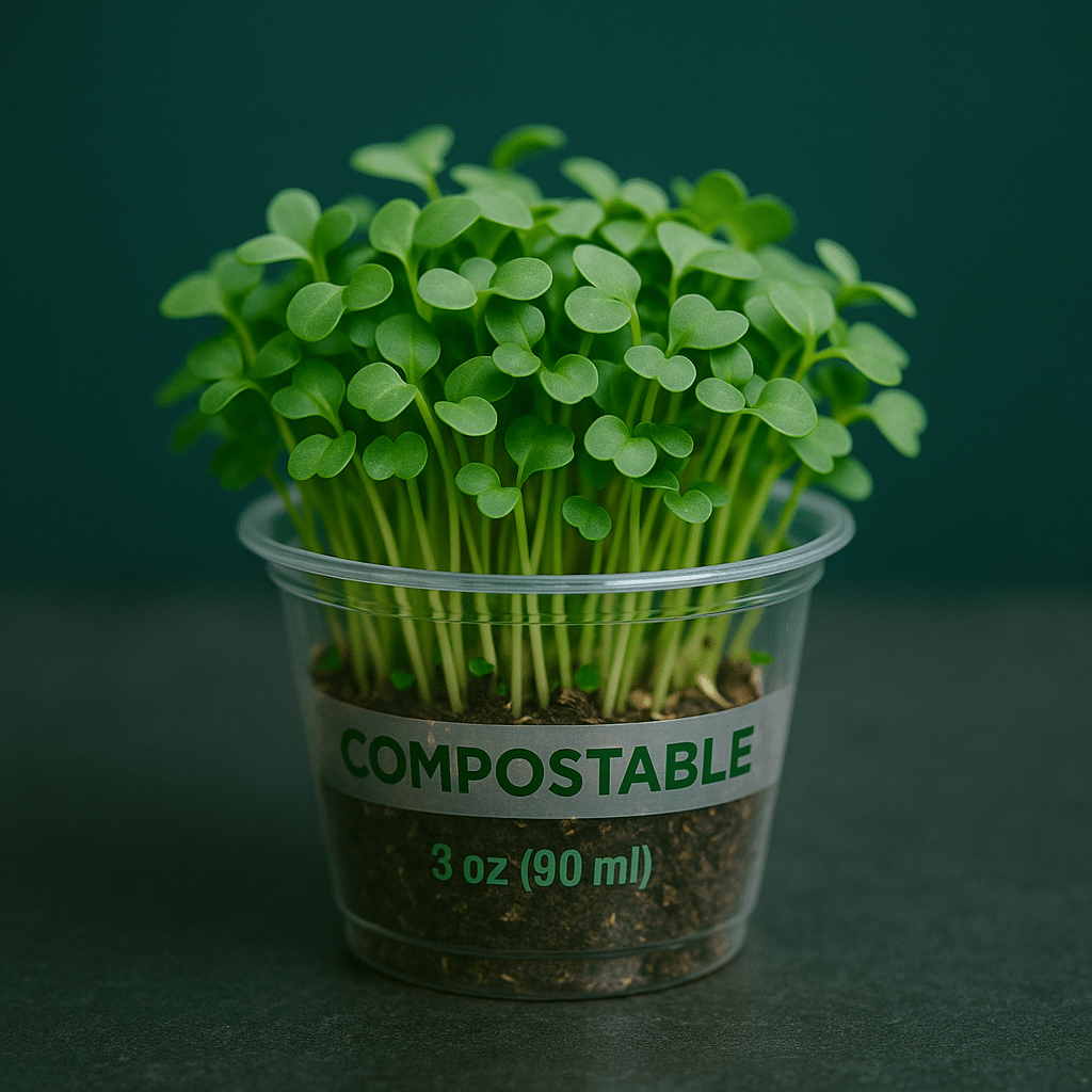 Fresh microgreens in sustainable packaging