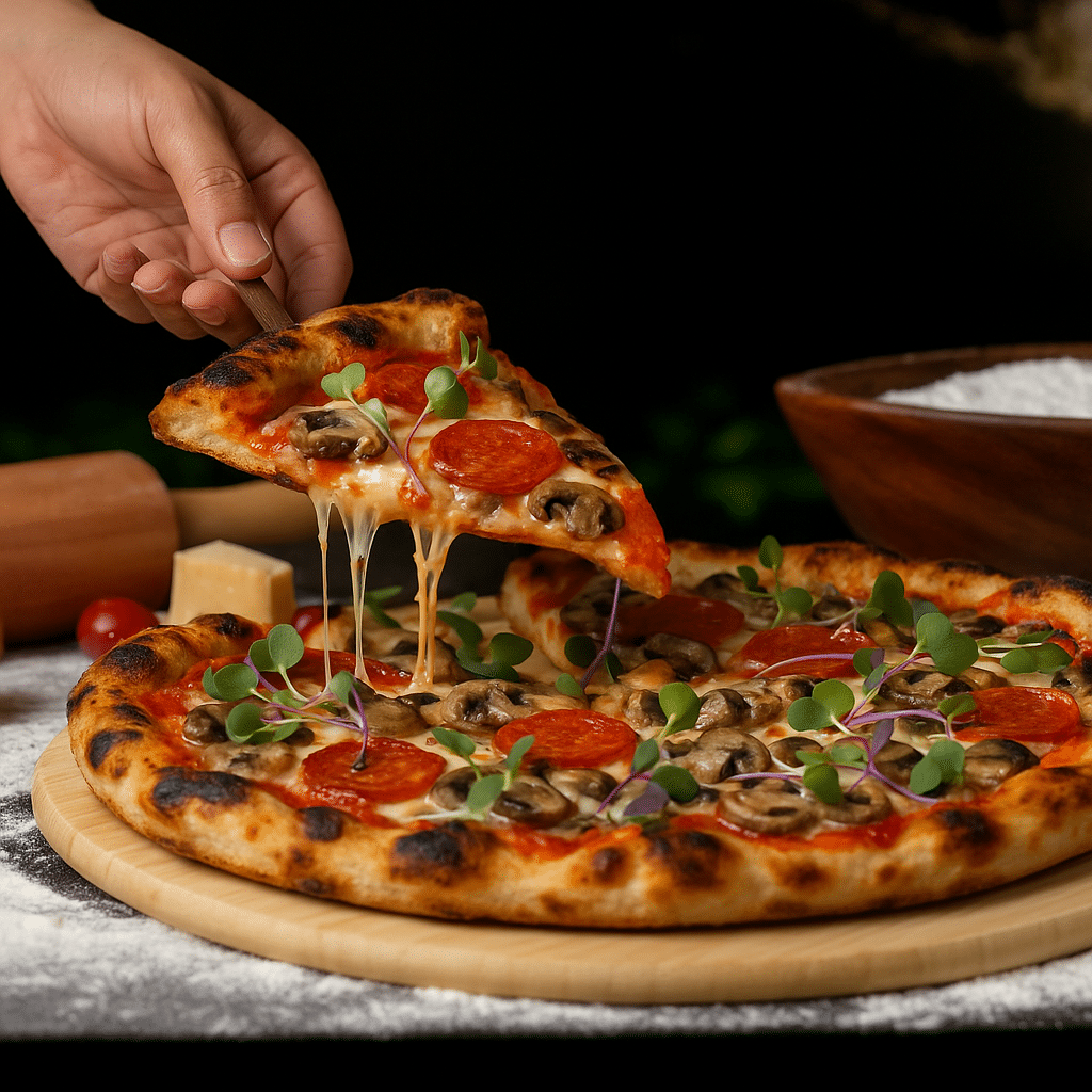 Pepperoni Rustico with radish microgreens