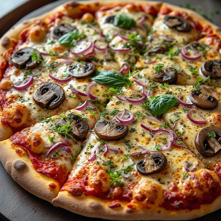 Funghi e Cipolla mushroom and onion pizza