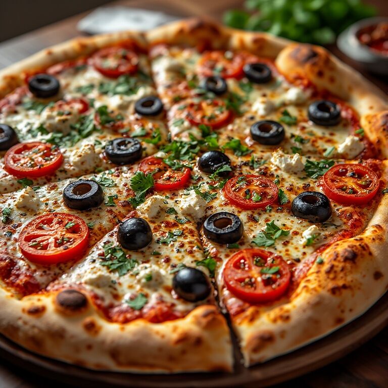 Mediterranean Coast pizza with feta and olives