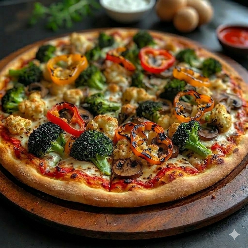 The Tuscan Gardener Pizza loaded with vegetables